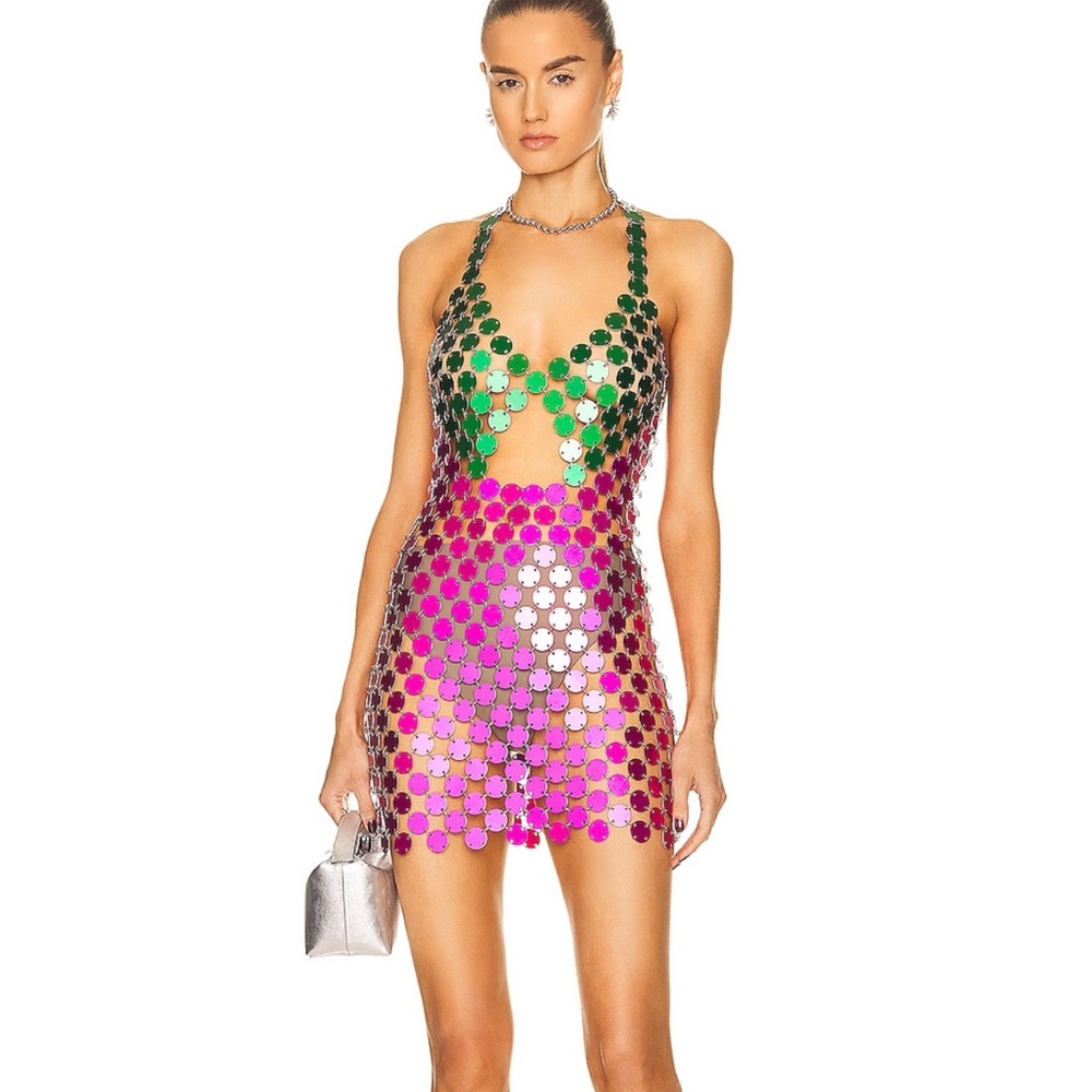 FANNIE SCHIAVONI Cara 2.0 Dress in Pink & Green